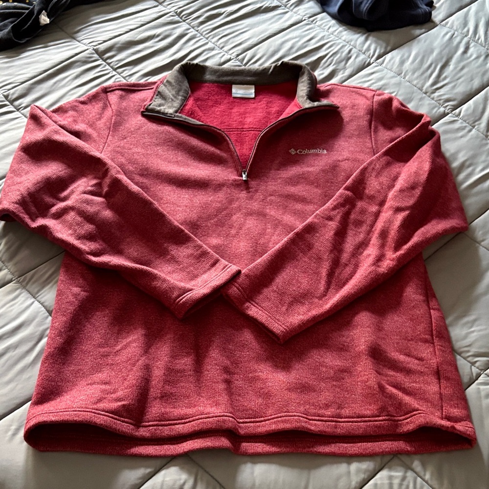 Columbia Red Quarter-Zip Fleece men’s large